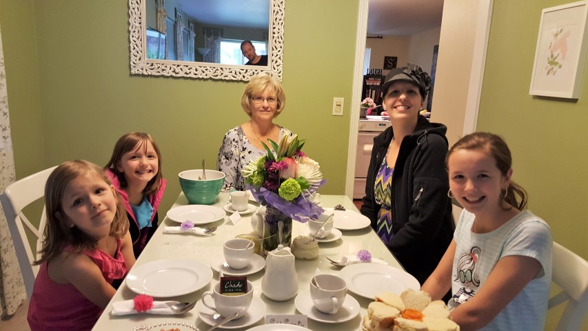 Having a Mother's Day tea a week early.